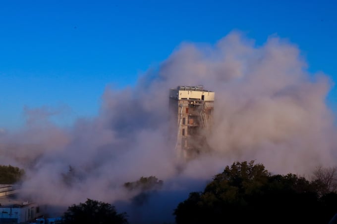 Building being demolished